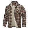 Julian's Menswear S 06 Fleece Men's New Long-sleeved Lapel Plaid Fleece Lined Single-breasted Men's