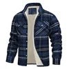 Julian's Menswear S 02 Fleece Men's New Long-sleeved Lapel Plaid Fleece Lined Single-breasted Men's