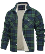 Julian's Menswear S 01 Fleece Men's New Long-sleeved Lapel Plaid Fleece Lined Single-breasted Men's