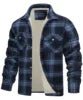Julian's Menswear S 07 Fleece Men's New Long-sleeved Lapel Plaid Fleece Lined Single-breasted Men's