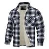 Julian's Menswear S 01 Fleece Men's New Long-sleeved Lapel Plaid Fleece Lined Single-breasted Men's