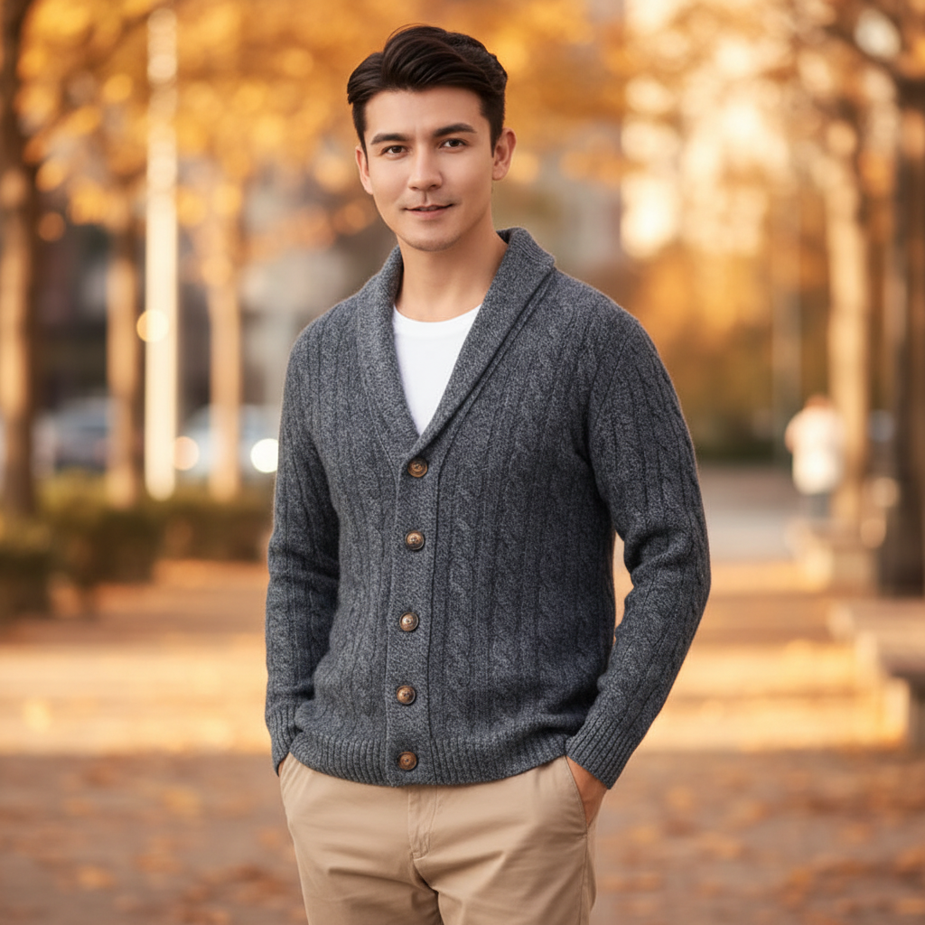 Gray Cashmere V-Neck Social Media