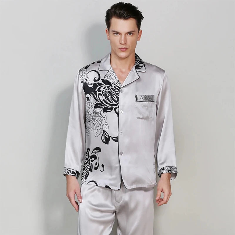Men's Mulberry Silk Pajama Set | Slate | Julian's Menswear