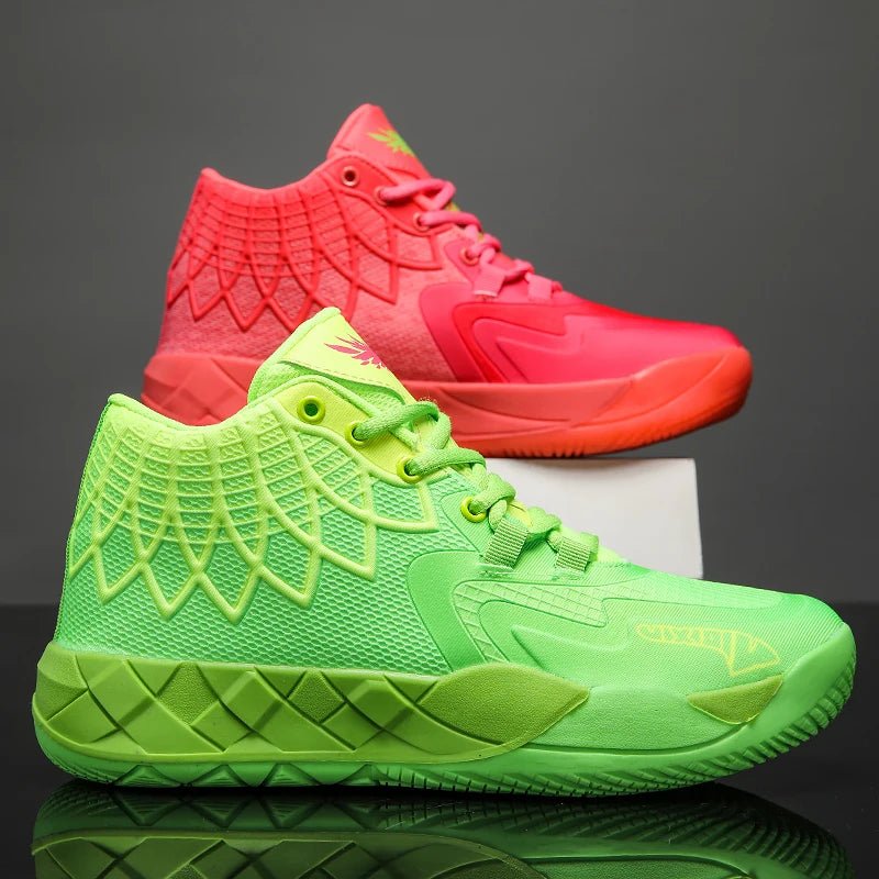 Men's Basketball Shoes - Breathable Microfiber High Top Red and green mandarin ducks Julian's Menswear