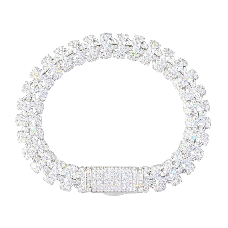 Men's Moissanite Cuban Bracelet - 11mm 18K Gold Plated 925 Silver White Gold Julian's Menswear