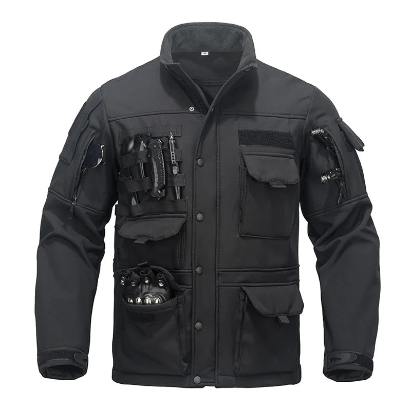 Men's Tactical Trench Coat - Waterproof Nylon Green Black S Julian's Menswear