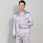 Men's Mulberry Silk Pajama Set| Silver | Julian's Menswear