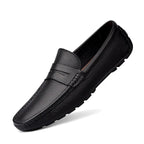 Men's Genuine Leather Slip-On Loafers Black Julian's Menswear