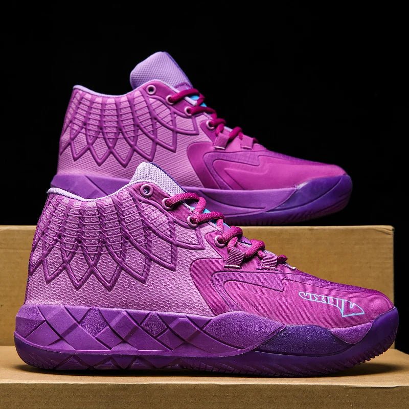 Men's Basketball Shoes - Breathable Microfiber High Top Purple Julian's Menswear