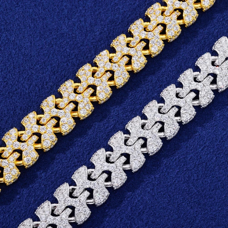 Men's Moissanite Cuban Bracelet - 11mm 18K Gold Plated 925 Silver White Gold Julian's Menswear