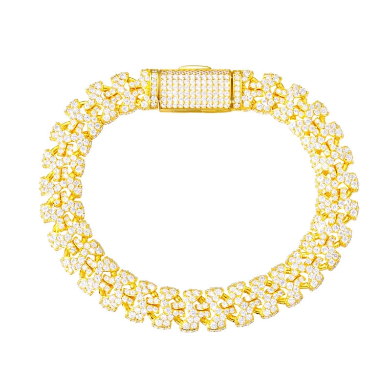 Men's Moissanite Cuban Bracelet - 11mm 18K Gold Plated 925 Silver Gold Julian's Menswear
