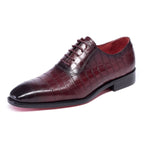 Genuine Leather Square Toe Oxford Shoes for Men, Anti-Odour & Anti-Slip, All-Season Wear | Red | Julian's Menswear