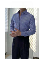 Men's Striped Cotton Shirt with Yarn-Dyed Dobby Fabric - 220 GSM S Julian's Menswear