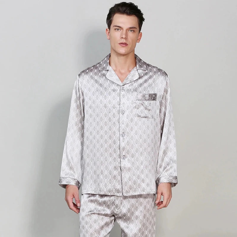 Men's Mulberry Silk Pajama Set | pearl | Julian's Menswear