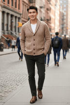Men's Cashmere Wool V-Neck Sweater for Lasting Warmth & Style, Black/Gray/Camel M Julian's Menswear
