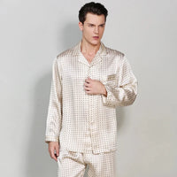 Men's Mulberry Silk Pajama Set | Champagne Print | Julian's Menswear