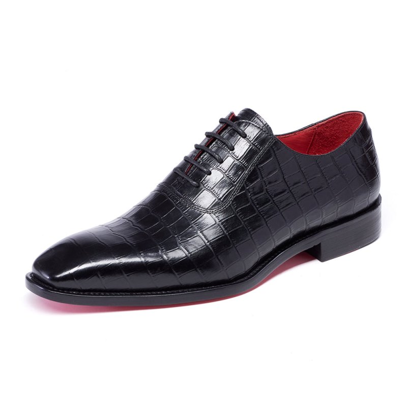Genuine Leather Square Toe Oxford Shoes for Men, Anti-Odour & Anti-Slip, All-Season Wear | Black | Julian's Menswear