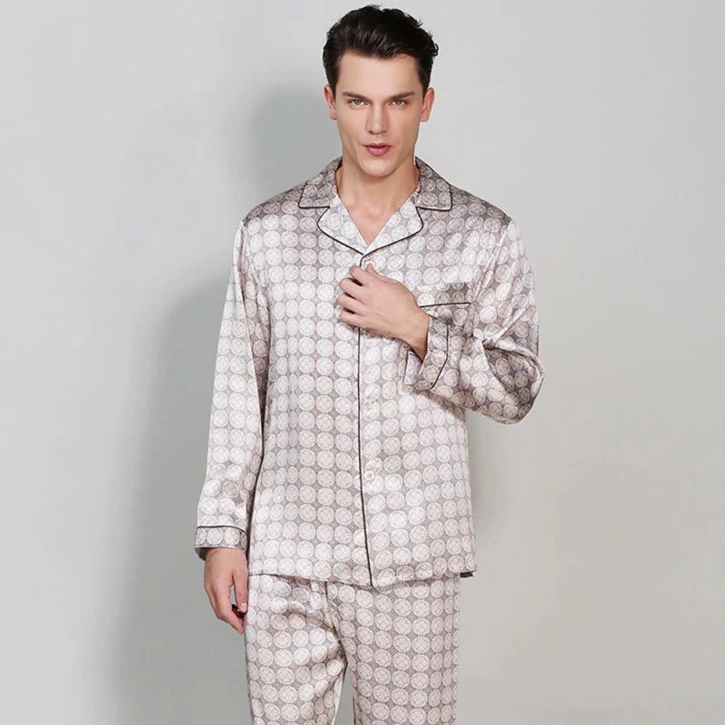 Men's Mulberry Silk Pajama Set |Champagne | Julian's Menswear
