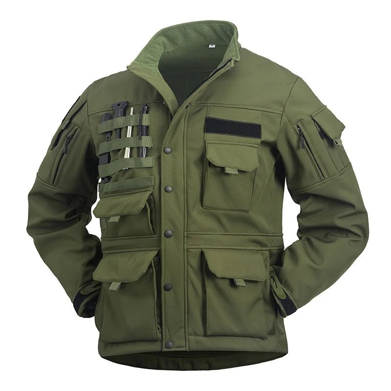 Men's Tactical Trench Coat - Waterproof Nylon Green Black S Julian's Menswear