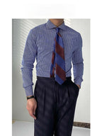 Men's Striped Cotton Shirt with Yarn-Dyed Dobby Fabric - 220 GSM S Julian's Menswear