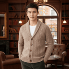 Men's Cashmere Wool V-Neck Sweater for Lasting Warmth & Style, Black/Gray/Camel M Julian's Menswear