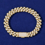 Men's Moissanite Cuban Bracelet - 11mm 18K Gold Plated 925 Silver White Gold Julian's Menswear