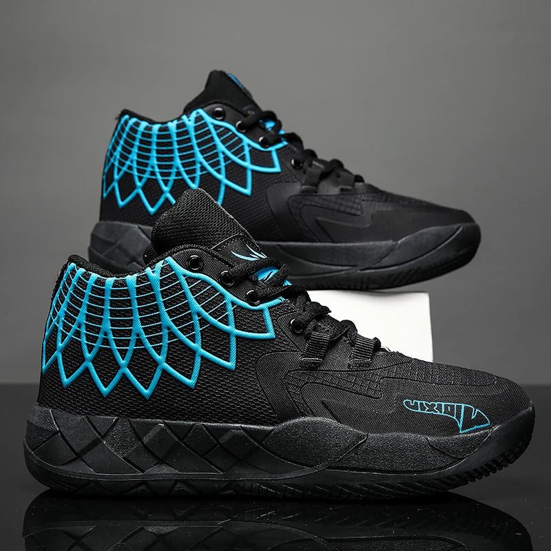 Men's Basketball Shoes - Breathable Microfiber High Top BLACK Julian's Menswear