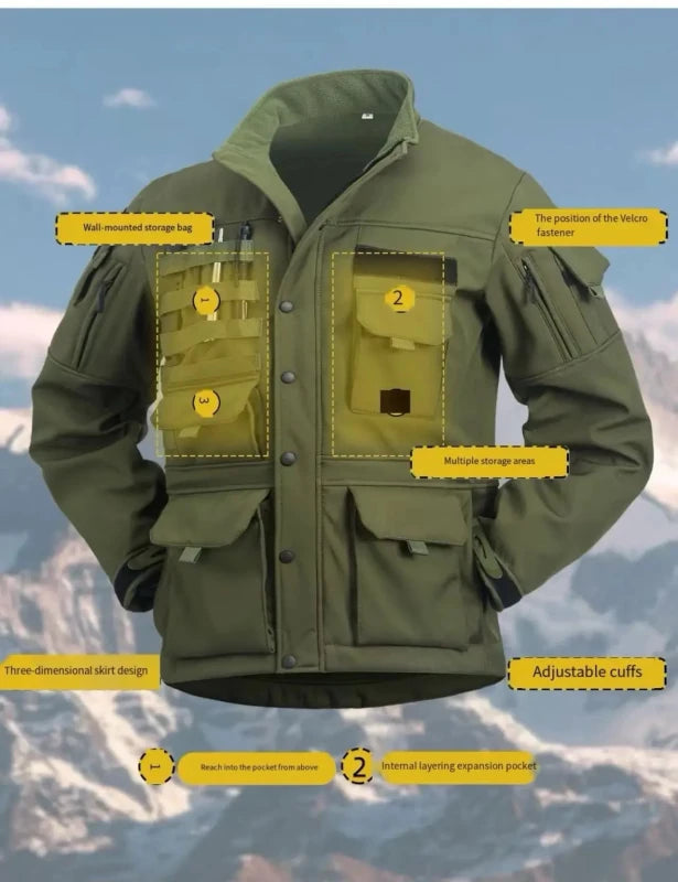 Men's Tactical Trench Coat - Waterproof Nylon Green Black S Julian's Menswear