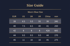 Julian's Menswear Shoe Size Chart - Casual Sports Shoes