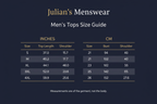 Julian's Menswear Size Chart