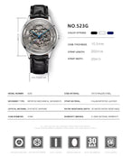 Julian's Menswear Men's Carnival Skeleton Watch with Leather Strap and Sapphire Case