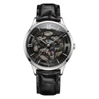Julian's Menswear Black Men's Carnival Skeleton Watch with Leather Strap and Sapphire Case