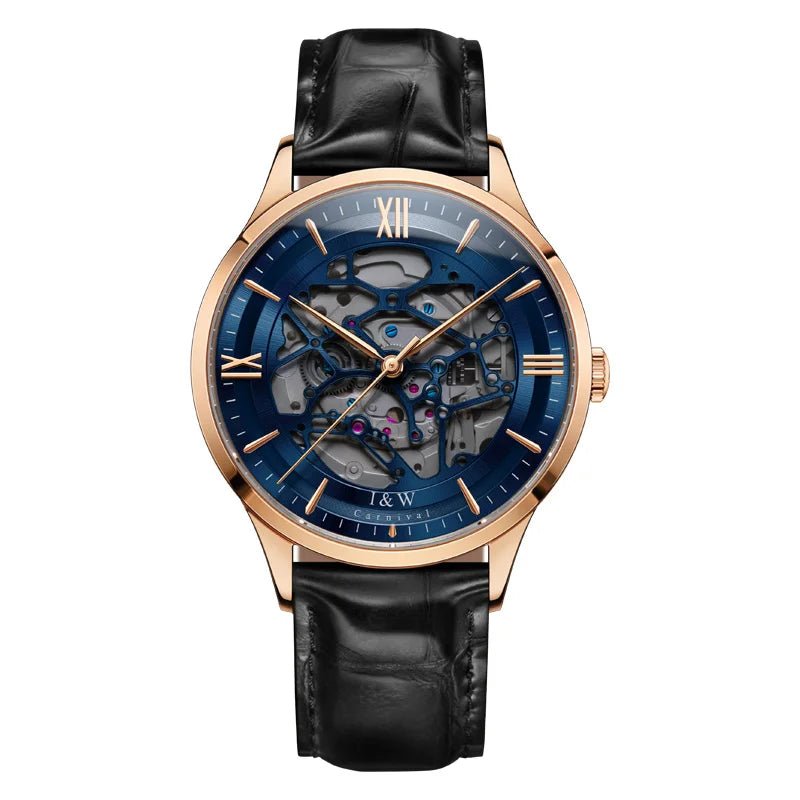 Julian's Menswear Ivory Men's Carnival Skeleton Watch with Leather Strap and Sapphire Case