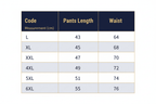 Men's Pants Size Chart