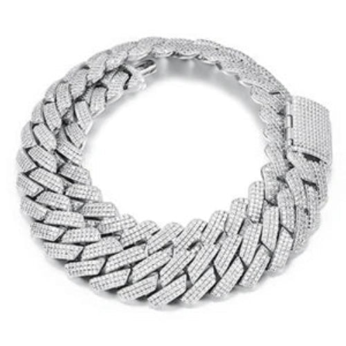 Julian's Menswear Silver 18 Inches Men's Brass Cuban Link Chain Necklace