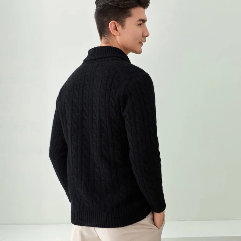 Men's Cashmere Wool V-Neck Sweater for Lasting Warmth & Style, Black/Gray/Camel, Sizes M-2XL Julian's Menswear