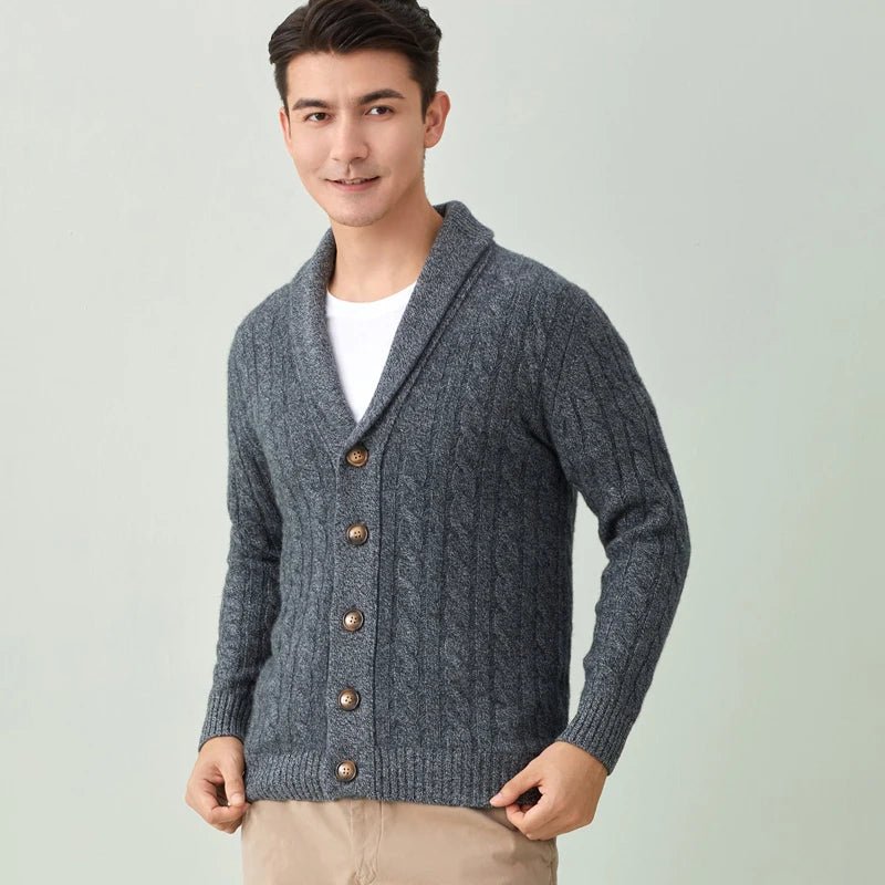 Men's Cashmere Wool V-Neck Sweater for Lasting Warmth & Style, Black/Gray/Camel, Sizes M-2XL Julian's Menswear