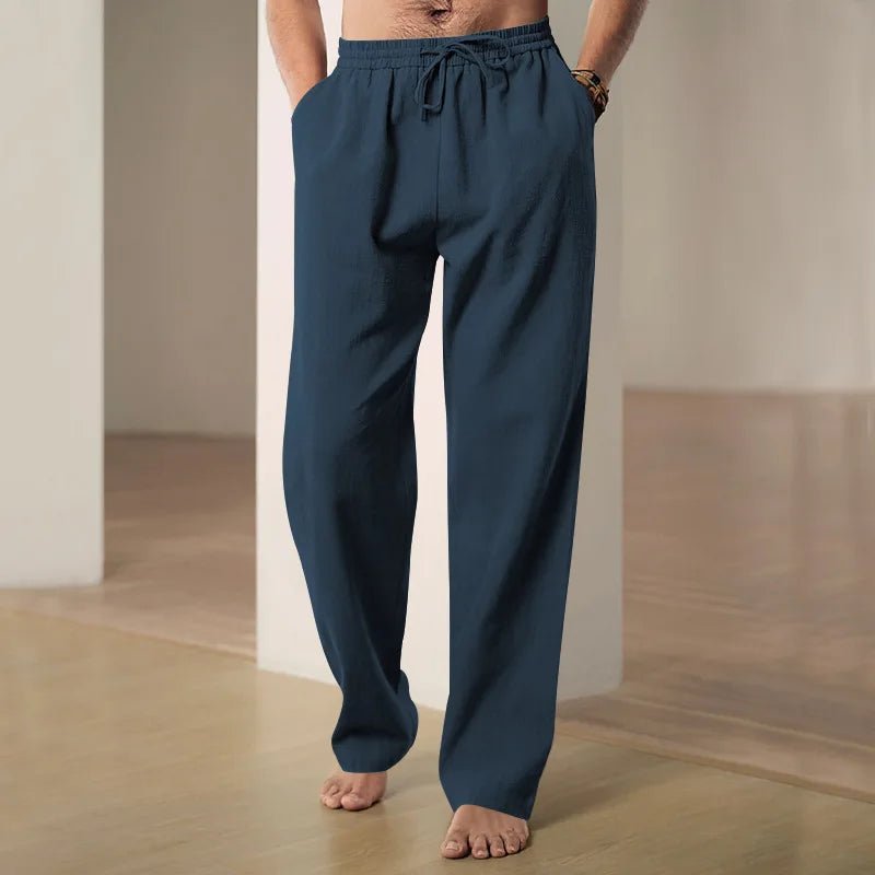 Julian's Menswear S Dark Blue Men's Casual Cotton Linen Pants Cotton Linen Pants Men