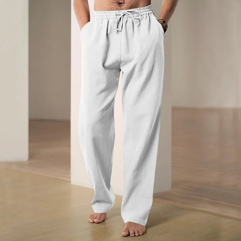Julian's Menswear S White Men's Casual Cotton Linen Pants Cotton Linen Pants Men