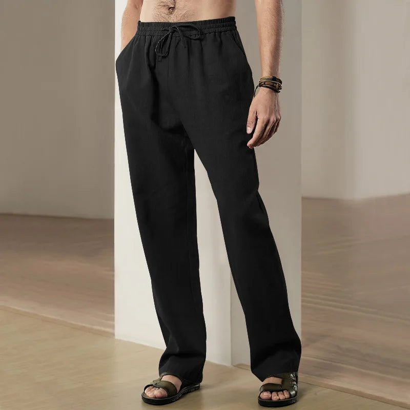 Julian's Menswear S Black Men's Casual Cotton Linen Pants Cotton Linen Pants Men
