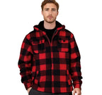 Julian's Menswear Men's Casual Fleece Plaid Jacket - Heavyweight Polyester - Reinforced Stitching