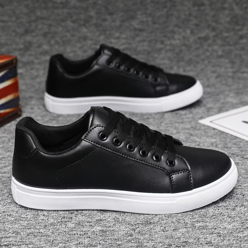 Julian's Menswear Black and white 40 Men's Casual Lace-Up Sneakers: Stylish Comfort for Everyday Wear. 3 Colors, EU 39-48.