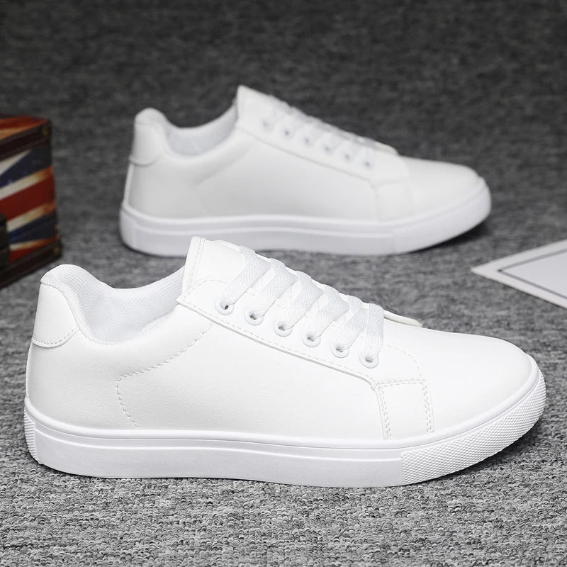 Julian's Menswear White 40 Men's Casual Lace-Up Sneakers: Stylish Comfort for Everyday Wear. 3 Colors, EU 39-48.
