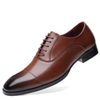 Julian's Menswear Brown 40 Men's Oxford Leather Dress Shoes Elevate your style - Height Increasing Technology included!