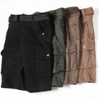 Julian's Menswear 38 Brown Men's Relaxed-Fit Cotton Cargo Shorts