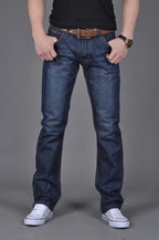 Julian's Menswear Men's Dark Blue Bootcut Denim Jeans - Premium Spandex-Cotton Blend for Effortless Style