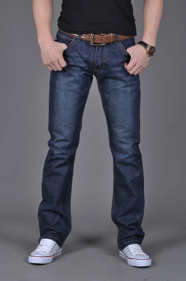 Julian's Menswear Men's Dark Blue Bootcut Denim Jeans - Premium Spandex-Cotton Blend for Effortless Style