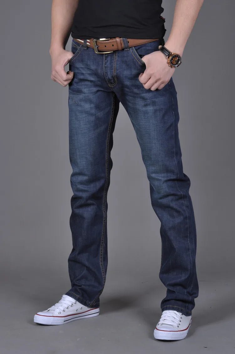 Julian's Menswear Men's Dark Blue Bootcut Denim Jeans - Premium Spandex-Cotton Blend for Effortless Style