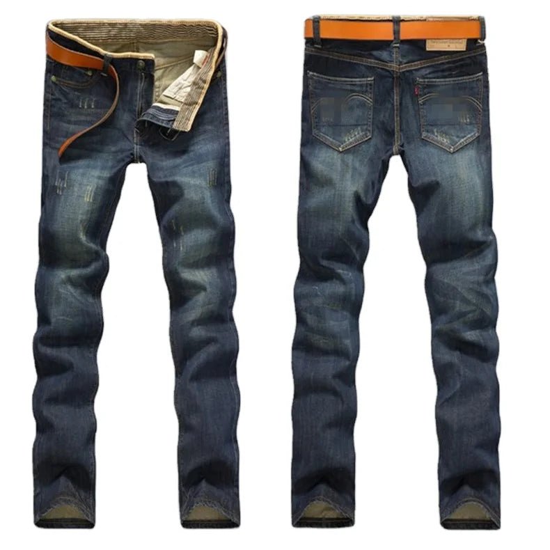 Julian's Menswear Men's Dark Blue Bootcut Denim Jeans - Premium Spandex-Cotton Blend for Effortless Style