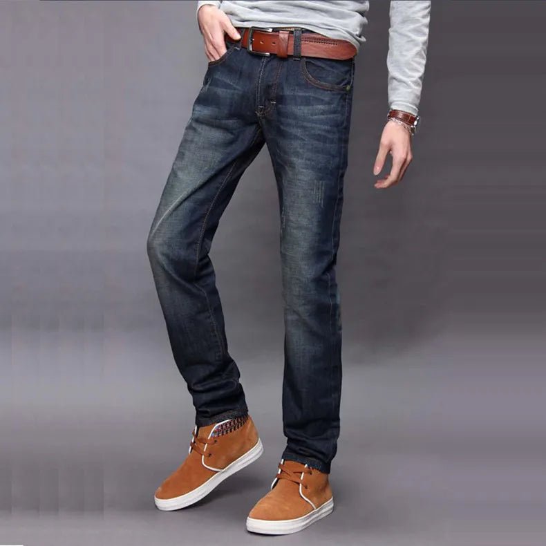 Julian's Menswear Men's Dark Blue Bootcut Denim Jeans - Premium Spandex-Cotton Blend for Effortless Style